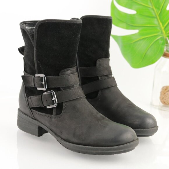 Blondo Womens Tula Boot Size 7 Waterproof Black Suede Leather Moto Biker Bootie - Picture 1 of 12